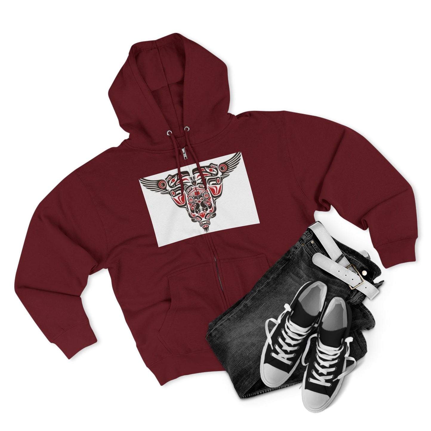 Artistic Tribal Unisex Zip Hoodie - Unique Modern Design