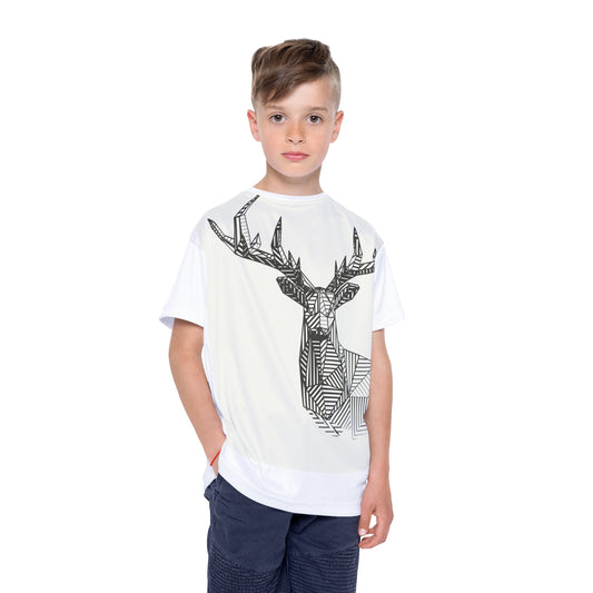Geometric Deer Kids Sports Jersey - Cool Active Wear for Outdoor Play
