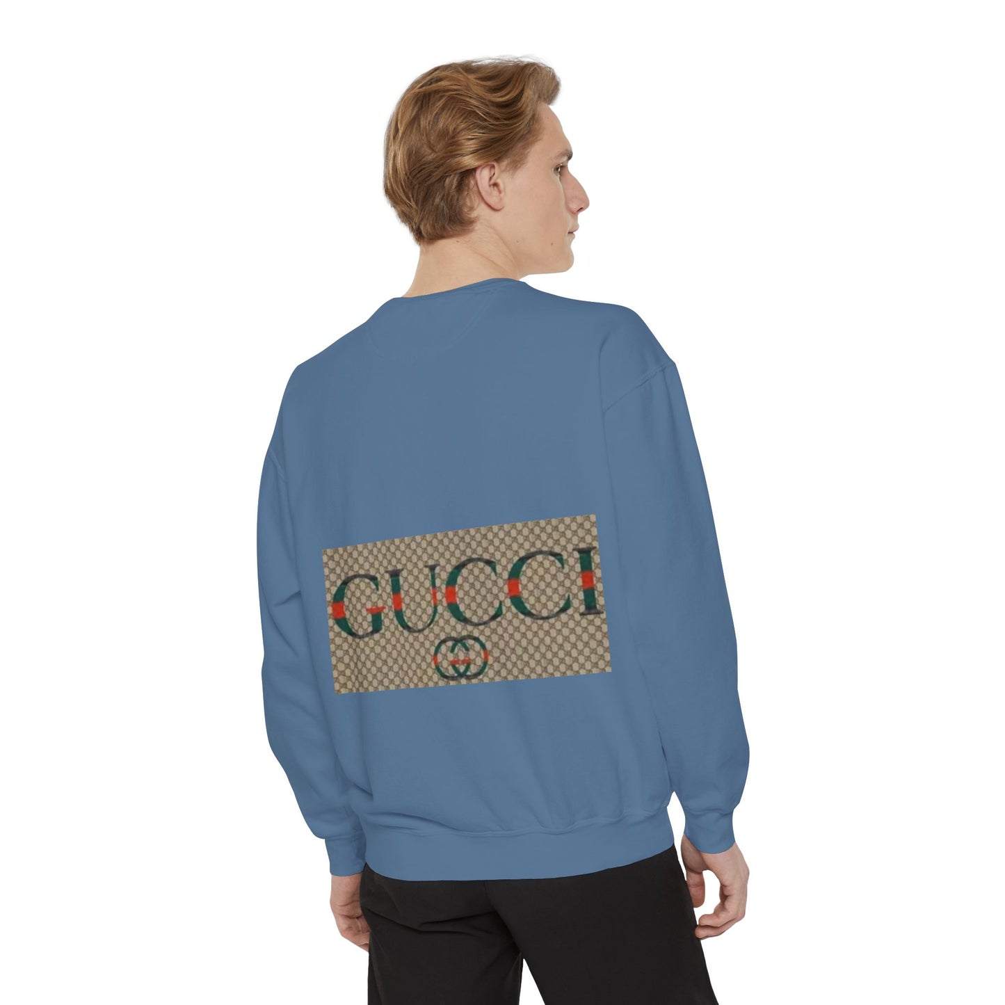 Fashionable Unisex Garment-Dyed Sweatshirt with GUCCI Design