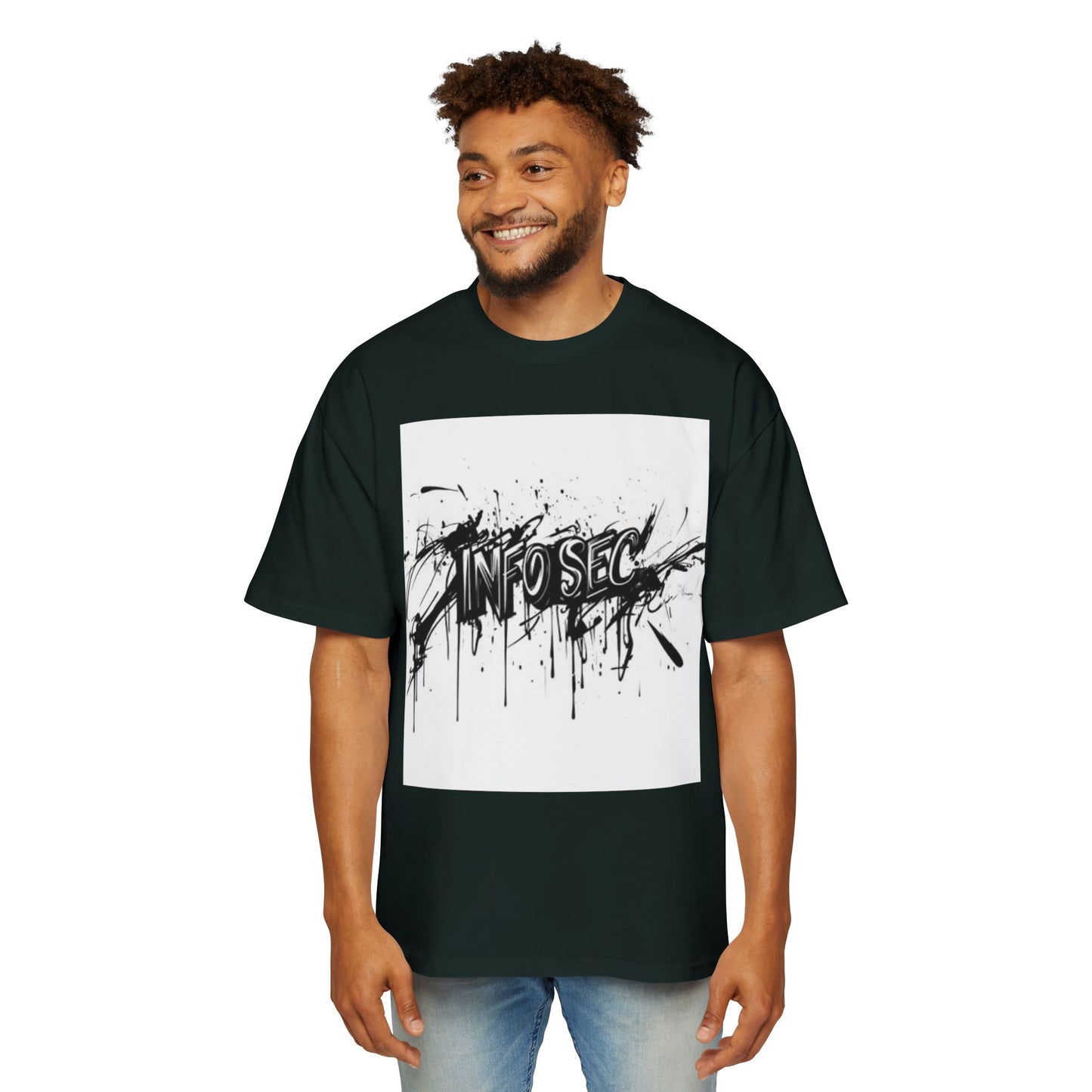 Men's Oversized Info Sec Tee - Urban Streetwear Graphic T-Shirt