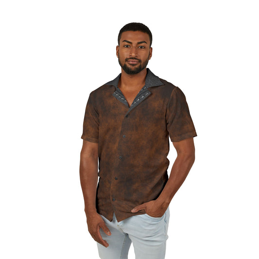 Men's Hawaiian Camp Shirt - Vintage Brown Summer Vibes