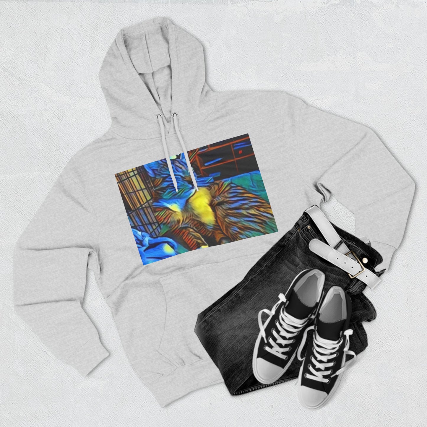 Colorful Cat Fleece Hoodie - Cozy & Stylish for Cat Lovers