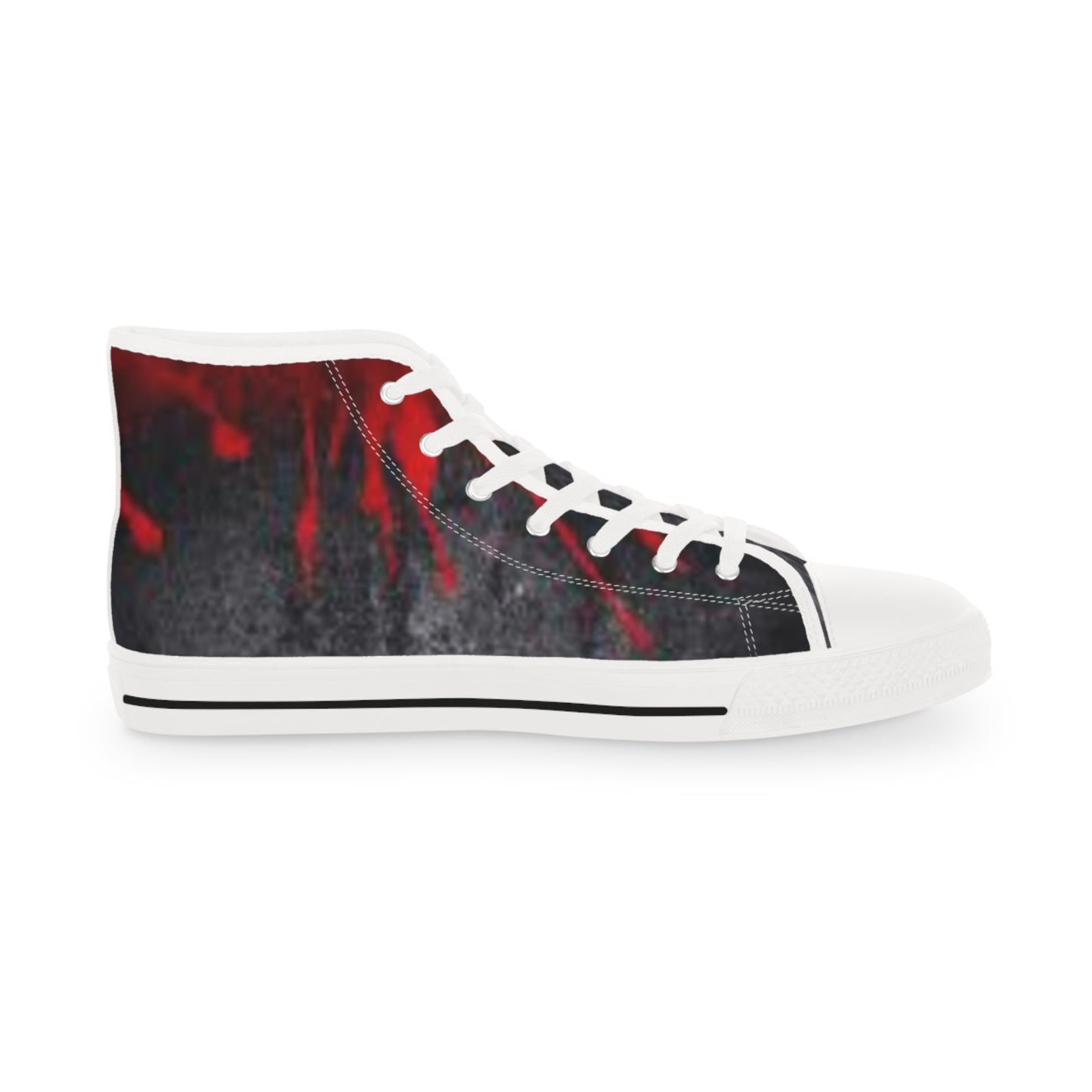 Men's High Top Sneakers - Vibrant Red and Black Design