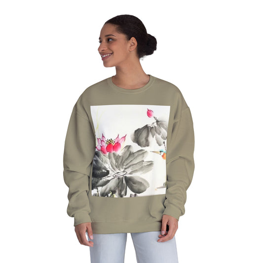 Lotus Blossom Unisex Crewneck Sweatshirt - Cozy Botanical Art Design
