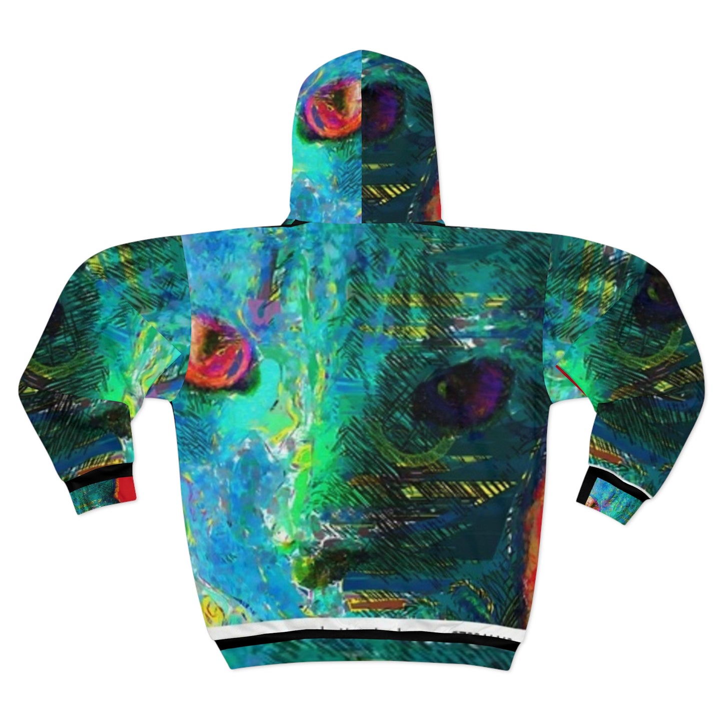 Vibrant Unisex Zip Hoodie with Abstract Art Design