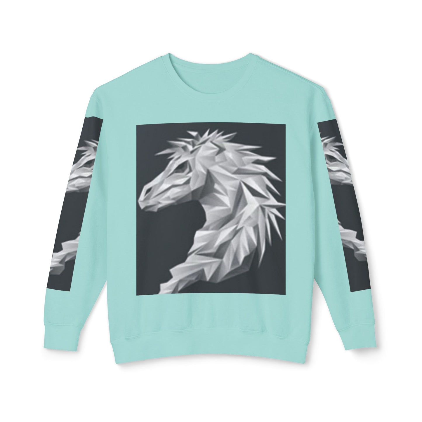 Unisex Lightweight Crewneck Sweatshirt - Stylish Geometric Horse Design