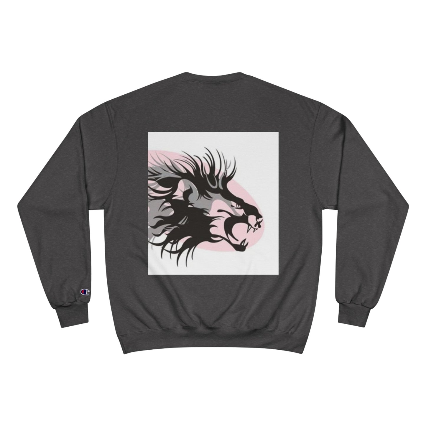 Fierce Lion Champion Sweatshirt - Bold Graphic, Unisex Casualwear