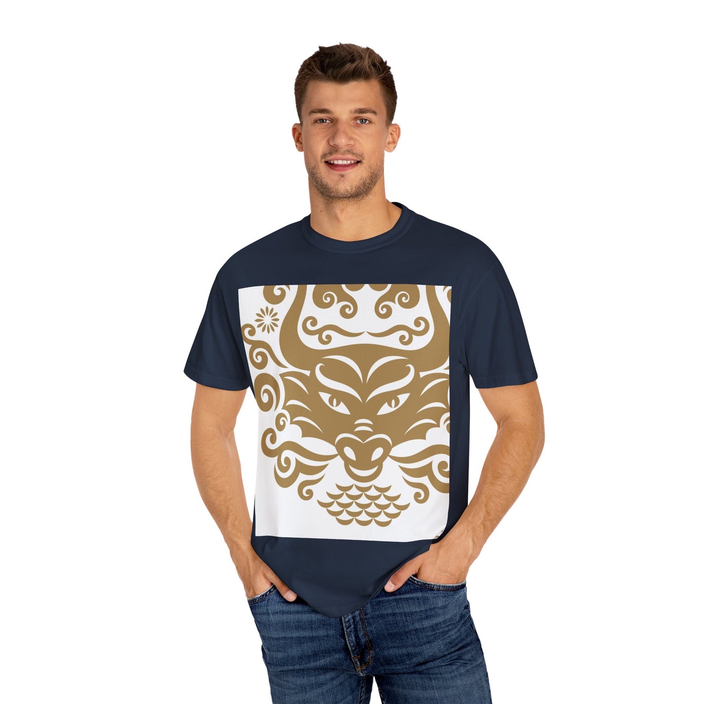 Garment-Dyed Dragon Graphic T-shirt for Nature Lovers