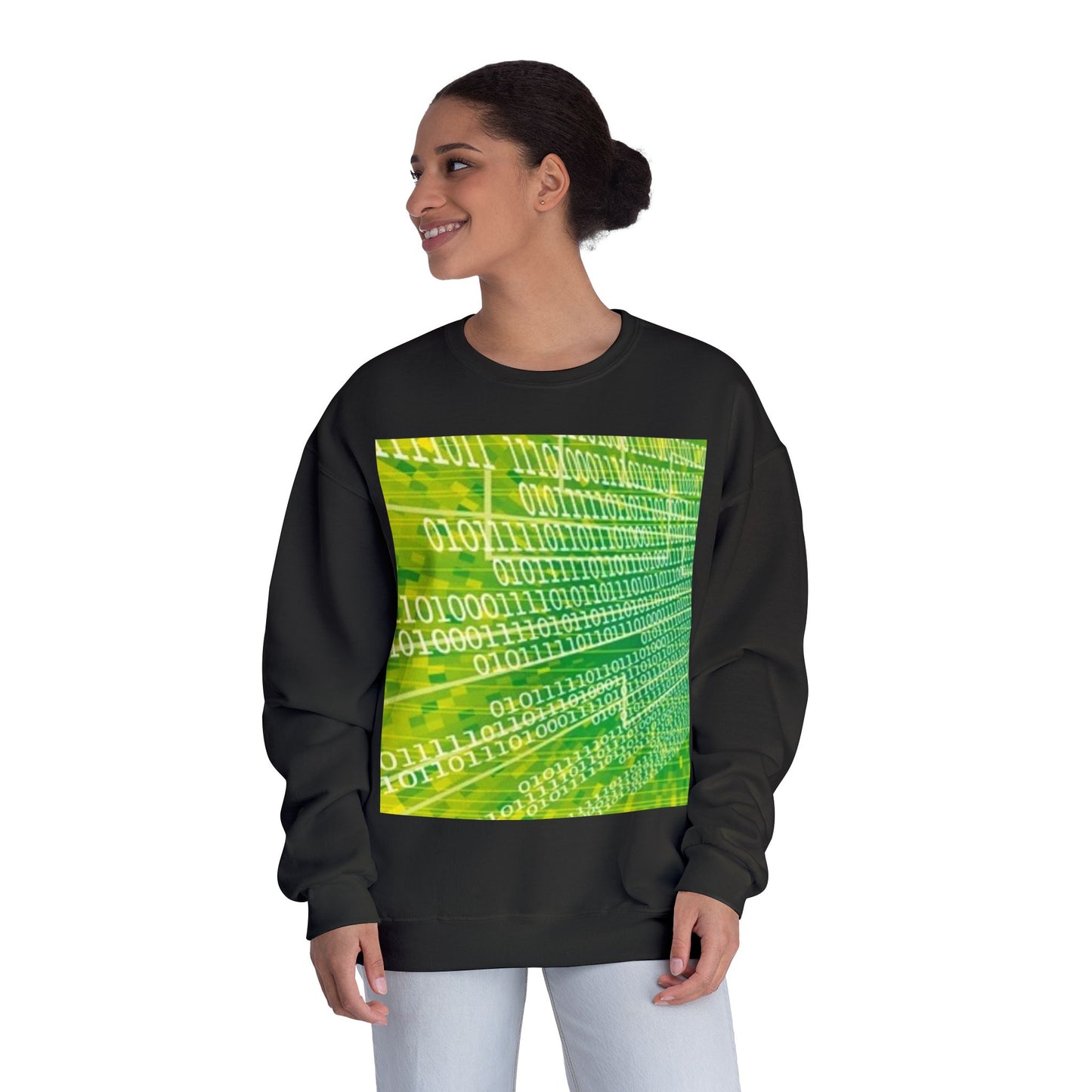 Binary Code Inspired Unisex Crewneck Sweatshirt - Tech Vibe for Cyber Enthusiasts