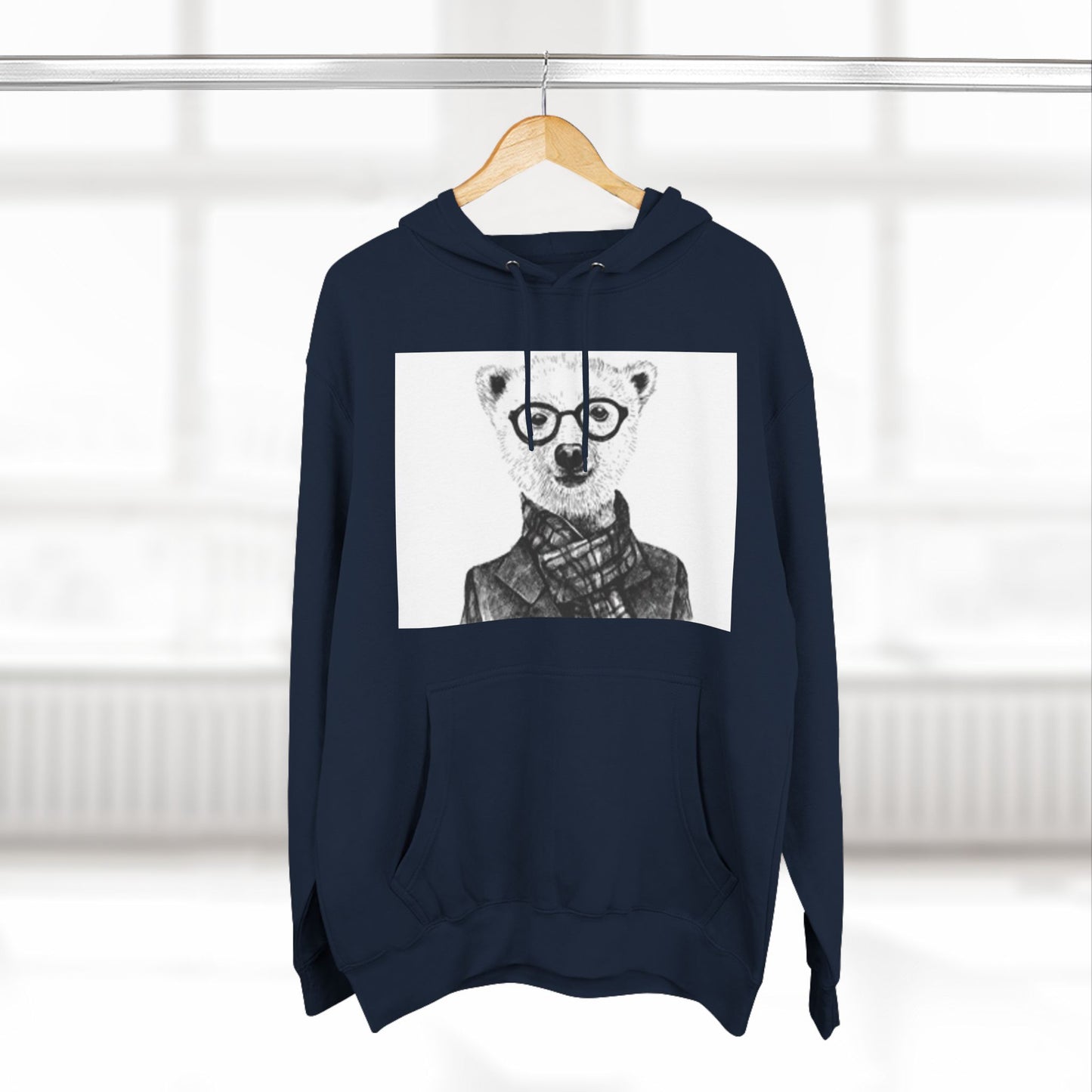 Cute Polar Bear Hoodie - Cozy Fleece with Glasses Design