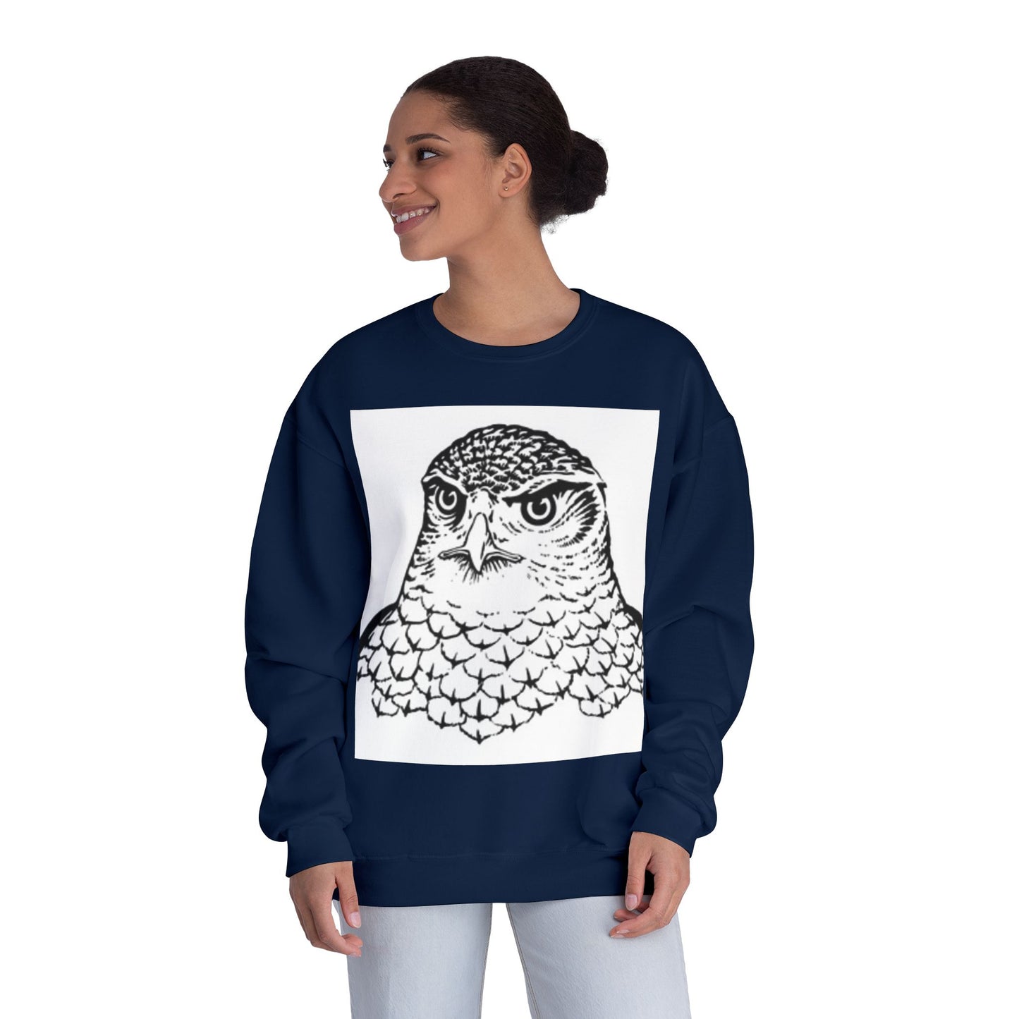 Unisex White Owl Graphic Crewneck Sweatshirt - Cozy & Stylish