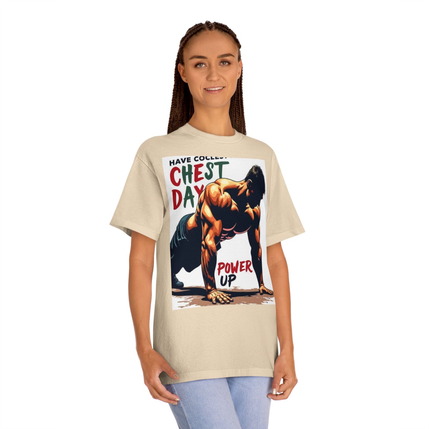 Motivational Chest Day Unisex Classic Tee - Power Up Workout Shirt