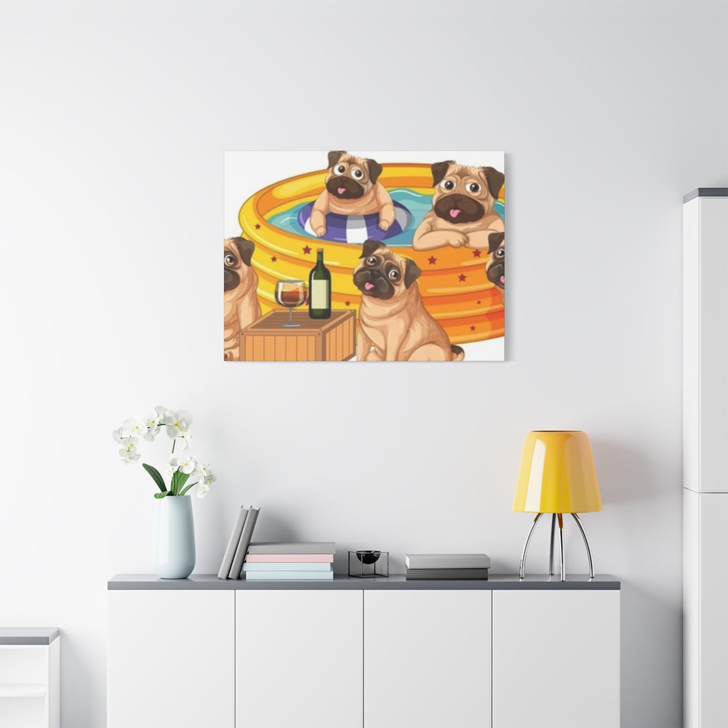 Pug Pool Party Canvas Art - Fun Pet Decor