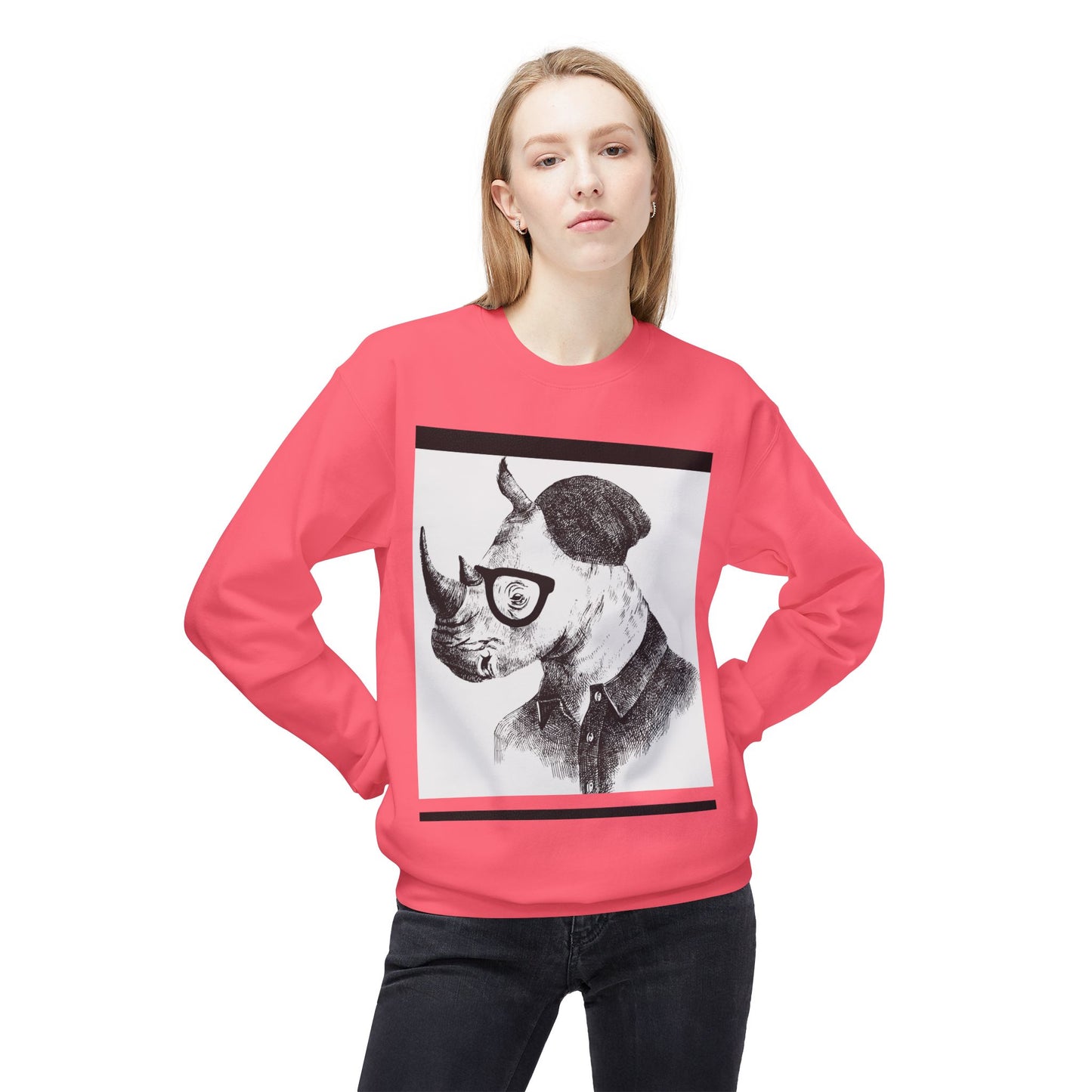 Cool Rhino and Sneakers Fleece Sweatshirt for Trendsetters