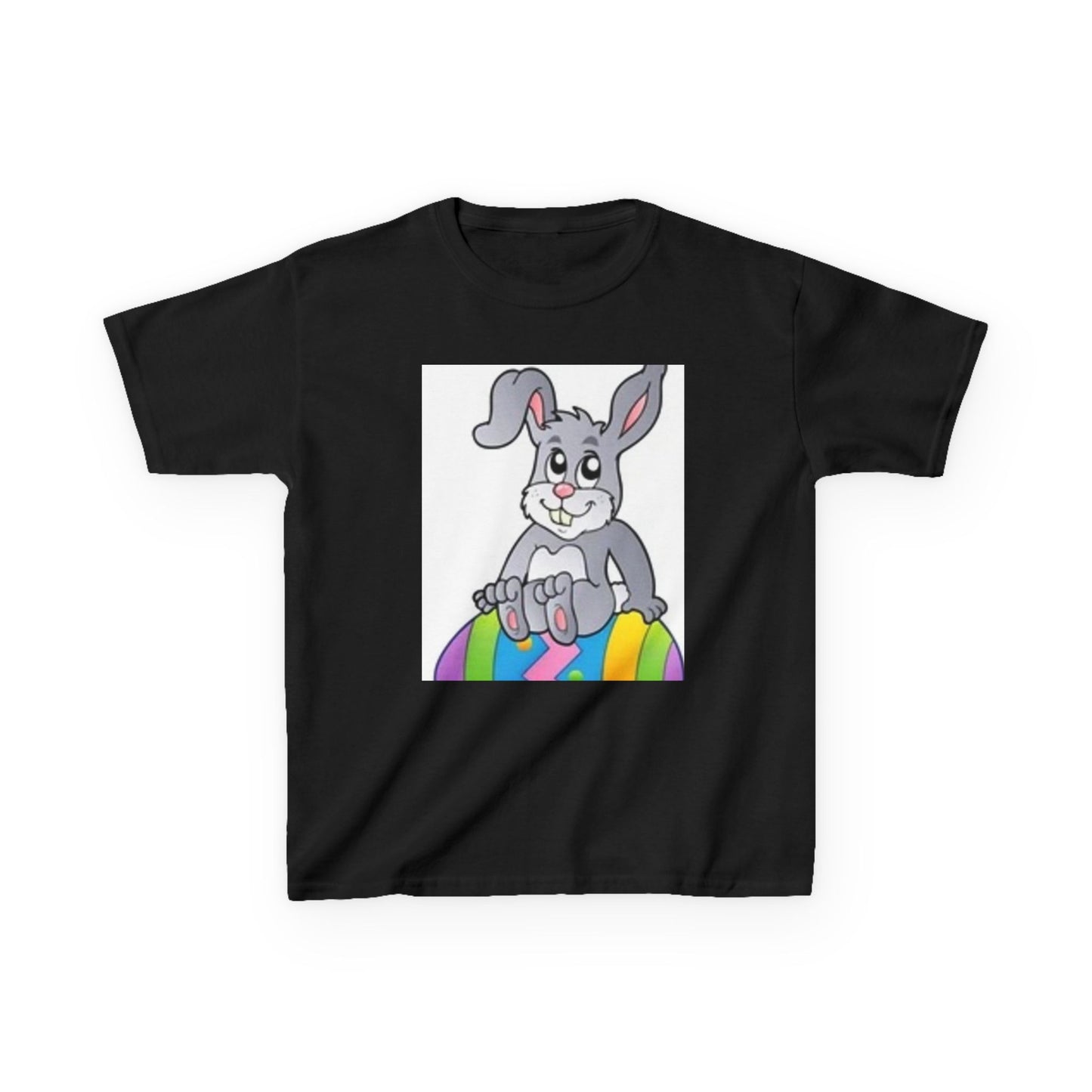 Colorful Bunny Kids Heavy Cotton Tee - Fun Spring T-Shirt for Easter Celebrations
