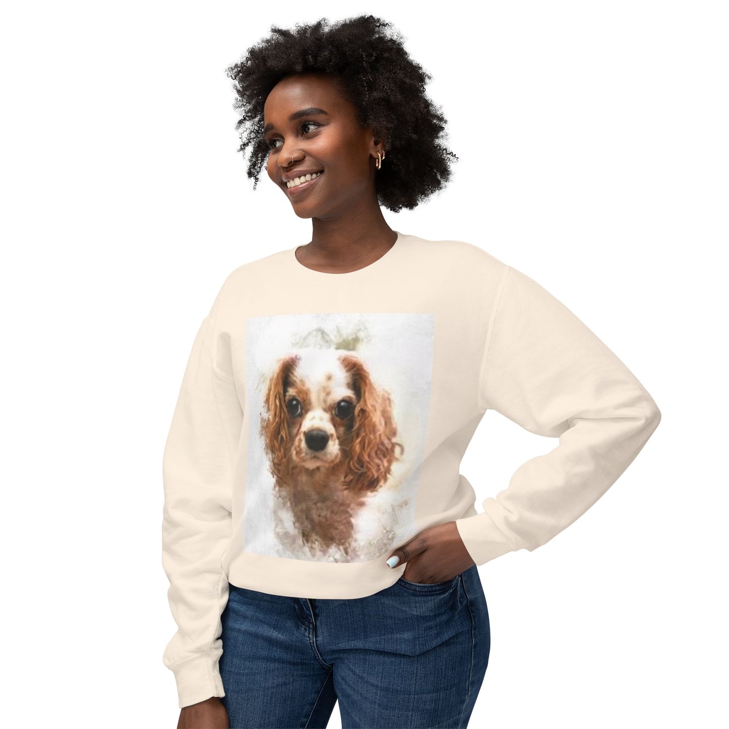 Cute Cavalier King Charles Spaniel Sweatshirt - Unisex Lightweight Crewneck