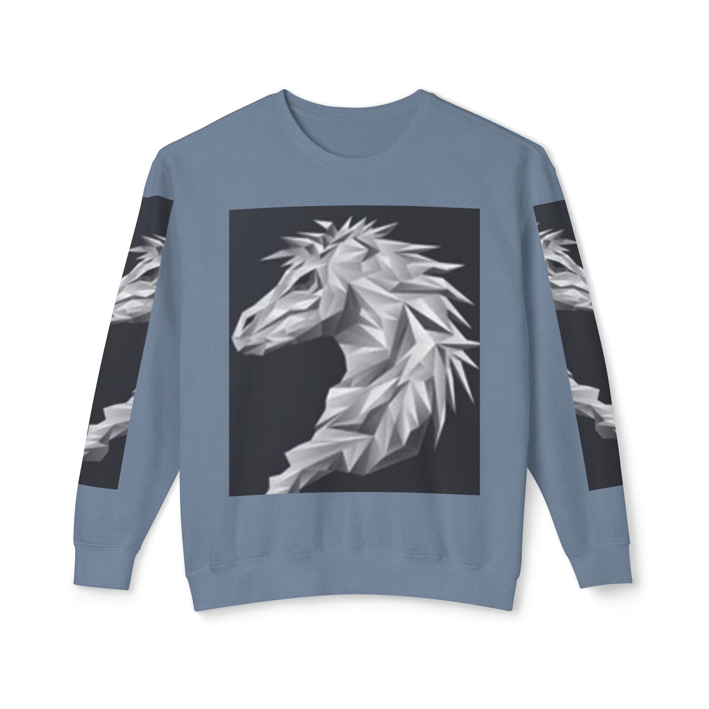 Unisex Lightweight Crewneck Sweatshirt - Stylish Geometric Horse Design