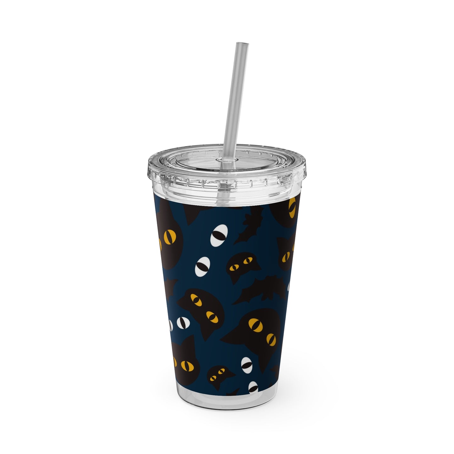 Sunsplash Cat Tumbler with Straw – 16oz Halloween Travel Cup
