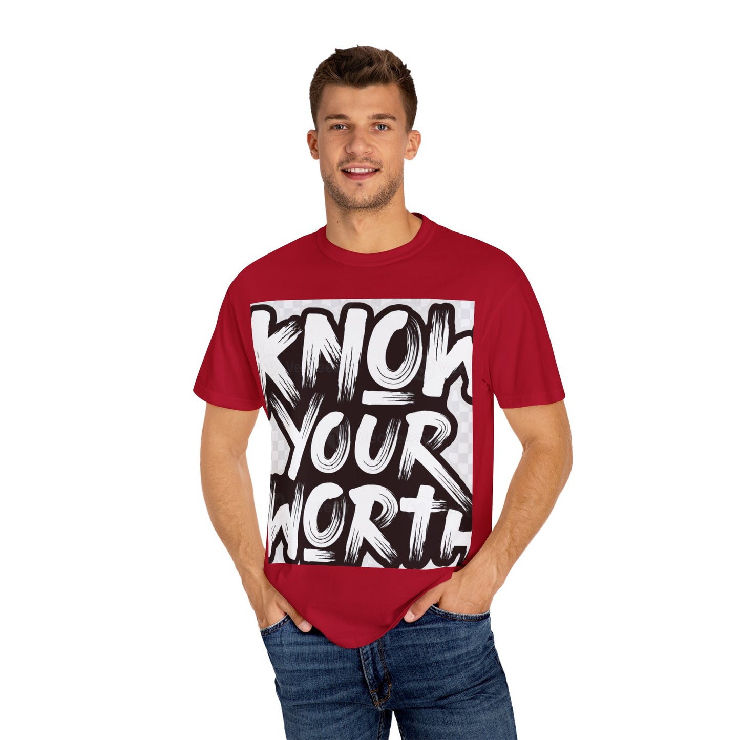 Know Your Worth Unisex Garment-Dyed T-Shirt