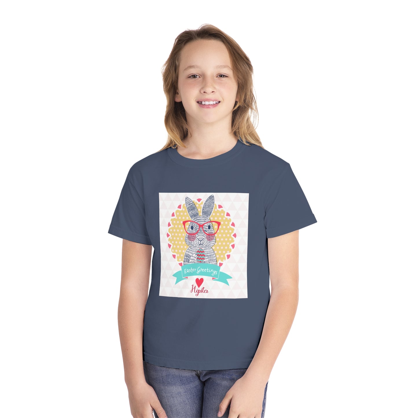 Youth Easter Bunny Tee - 'Easter Greetings' Design