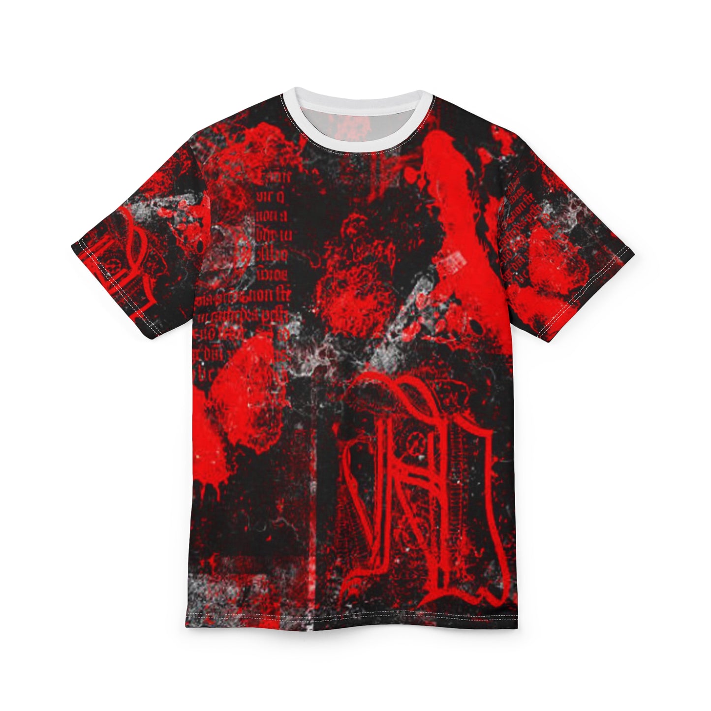 Bold Graphic Unisex Tee - Red Abstract Art with Text Design