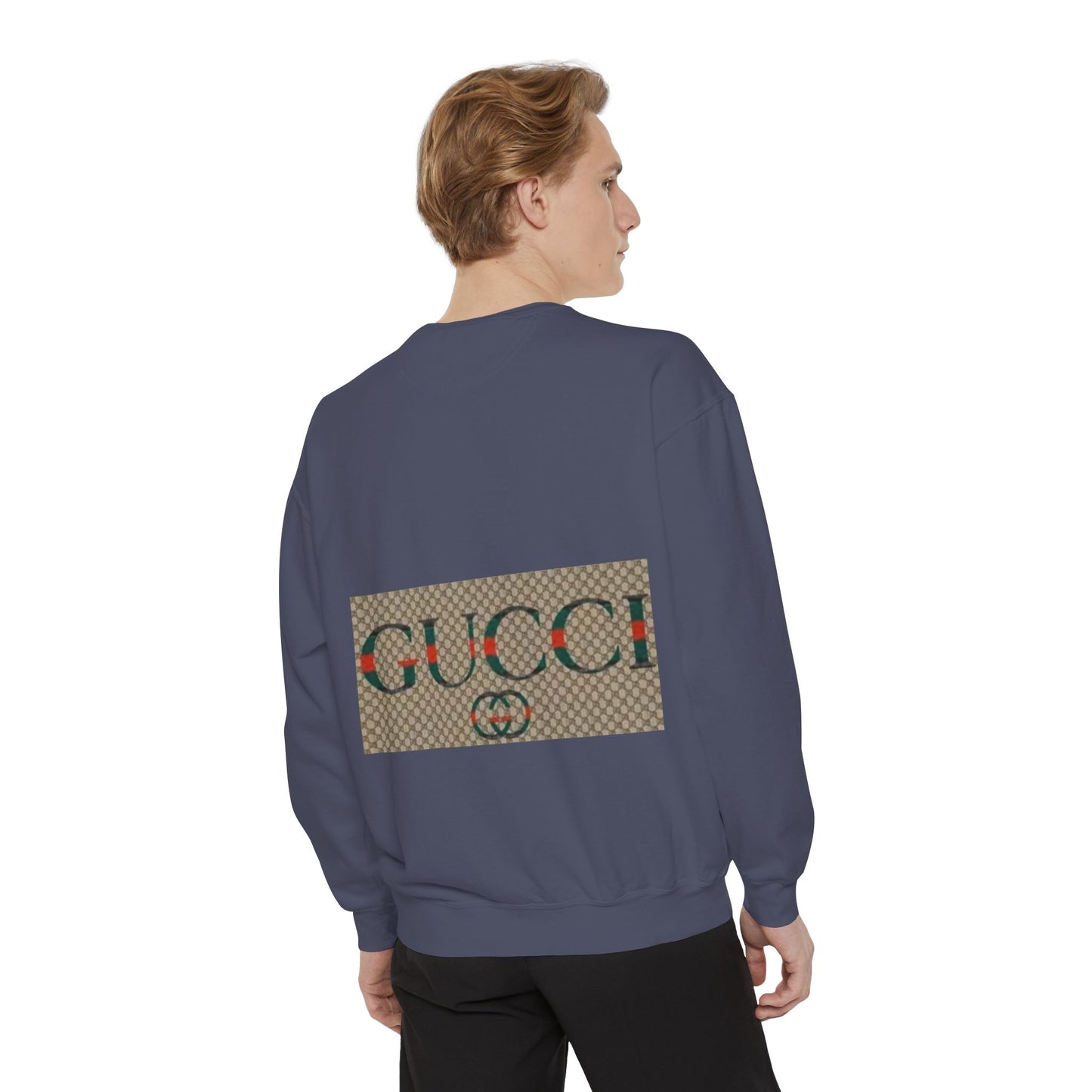Fashionable Unisex Garment-Dyed Sweatshirt with GUCCI Design