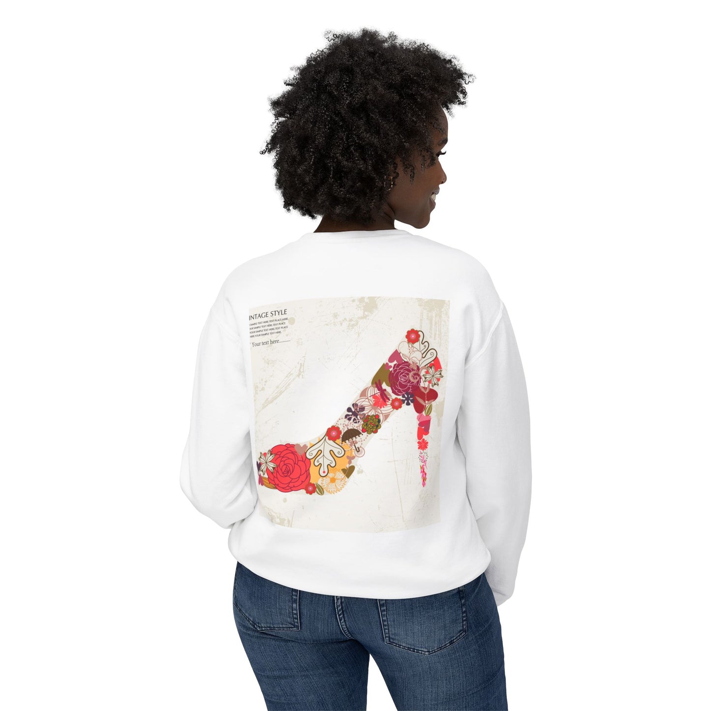 Vintage Floral High Heel Unisex Crewneck Sweatshirt | Stylish & Comfortable