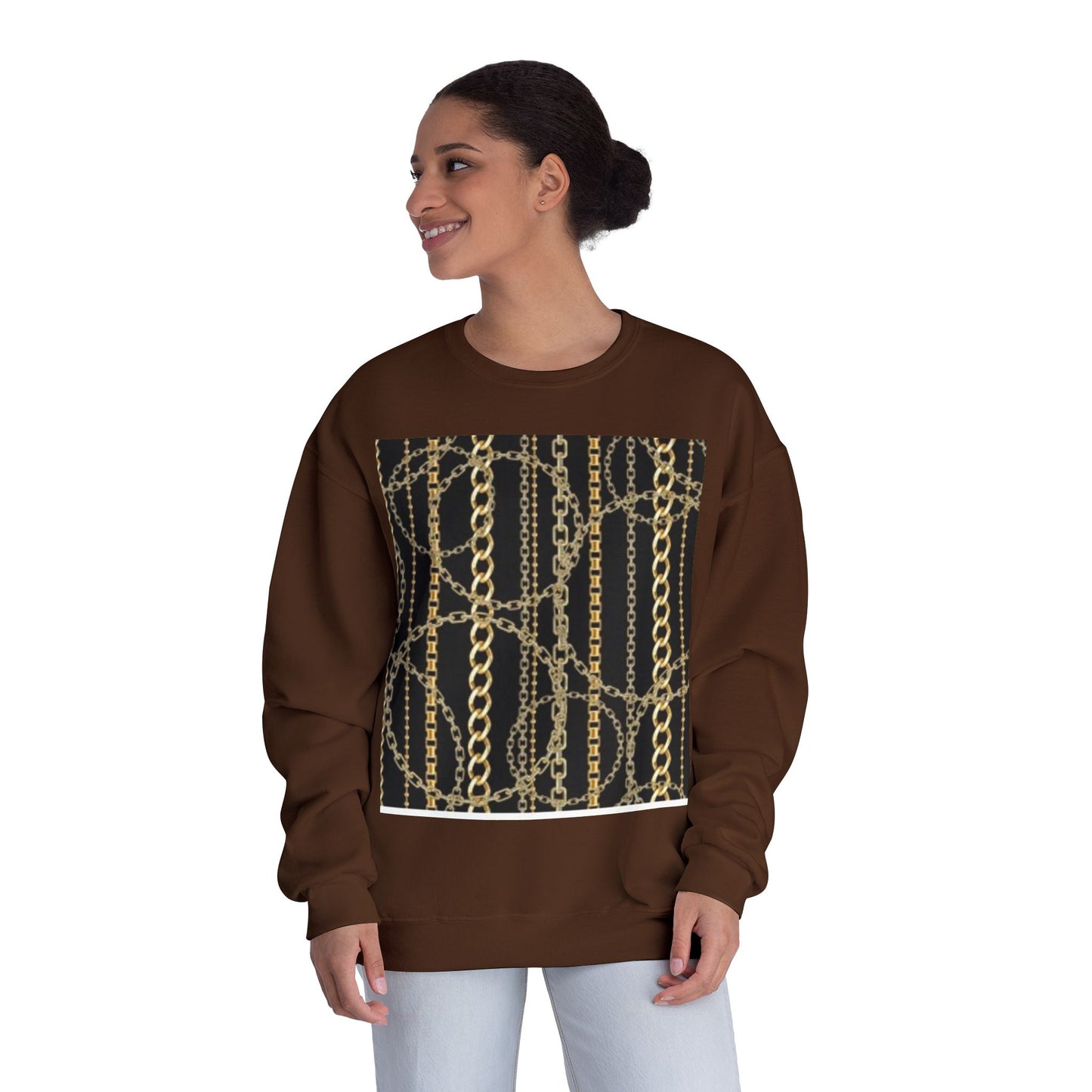 Chic Chain Pattern Unisex Crewneck Sweatshirt - Fashionable & Comfortable