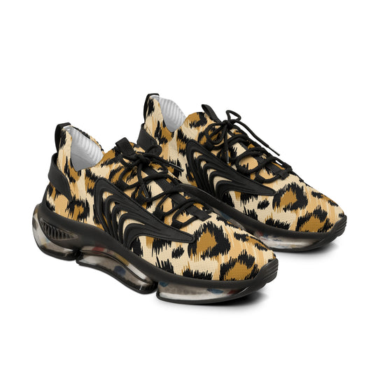 Stylish Men's Mesh Sneakers - Leopard Print Athletic Shoes