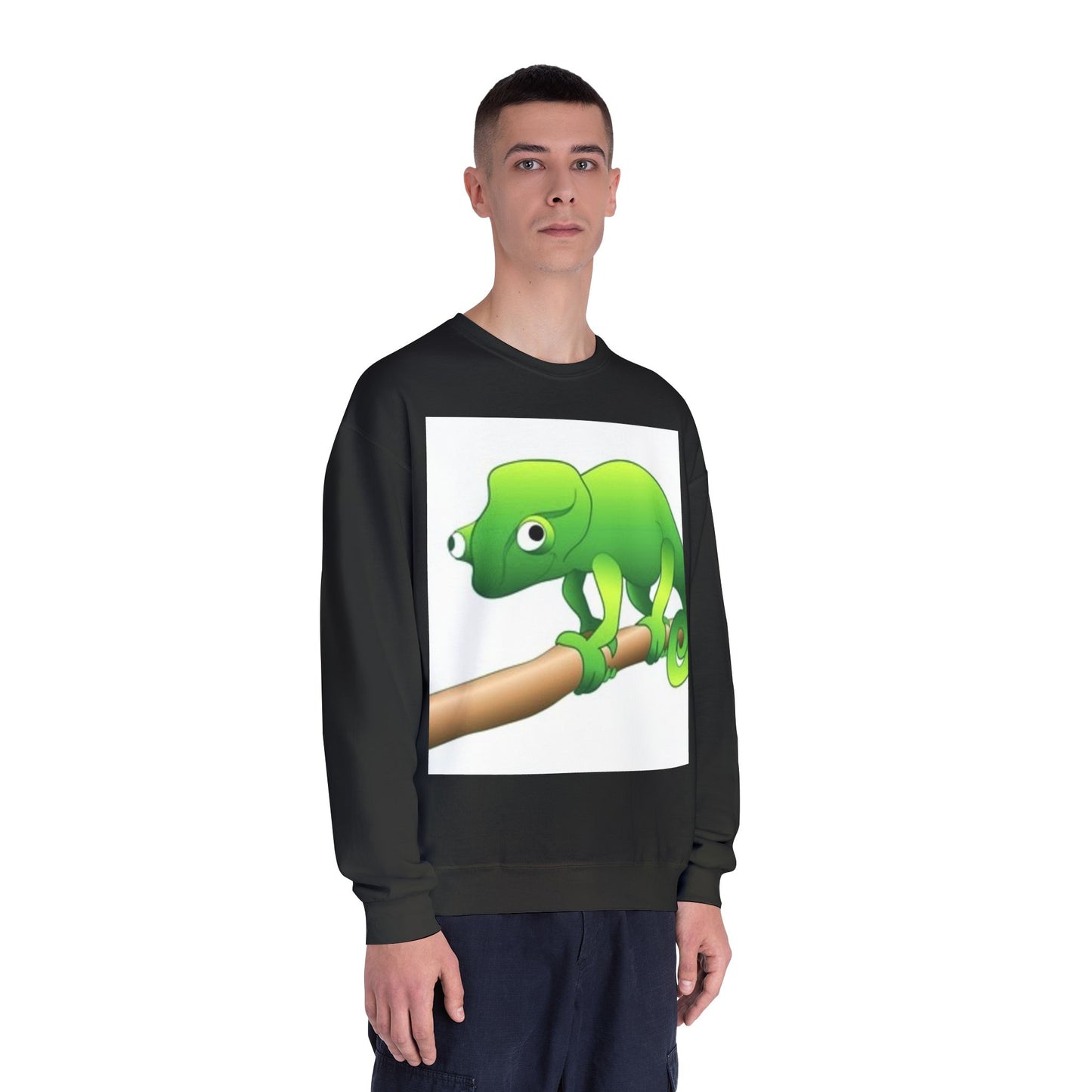 Charming Green Chameleon Sweatshirt - Cozy Unisex Crewneck for Nature Lovers