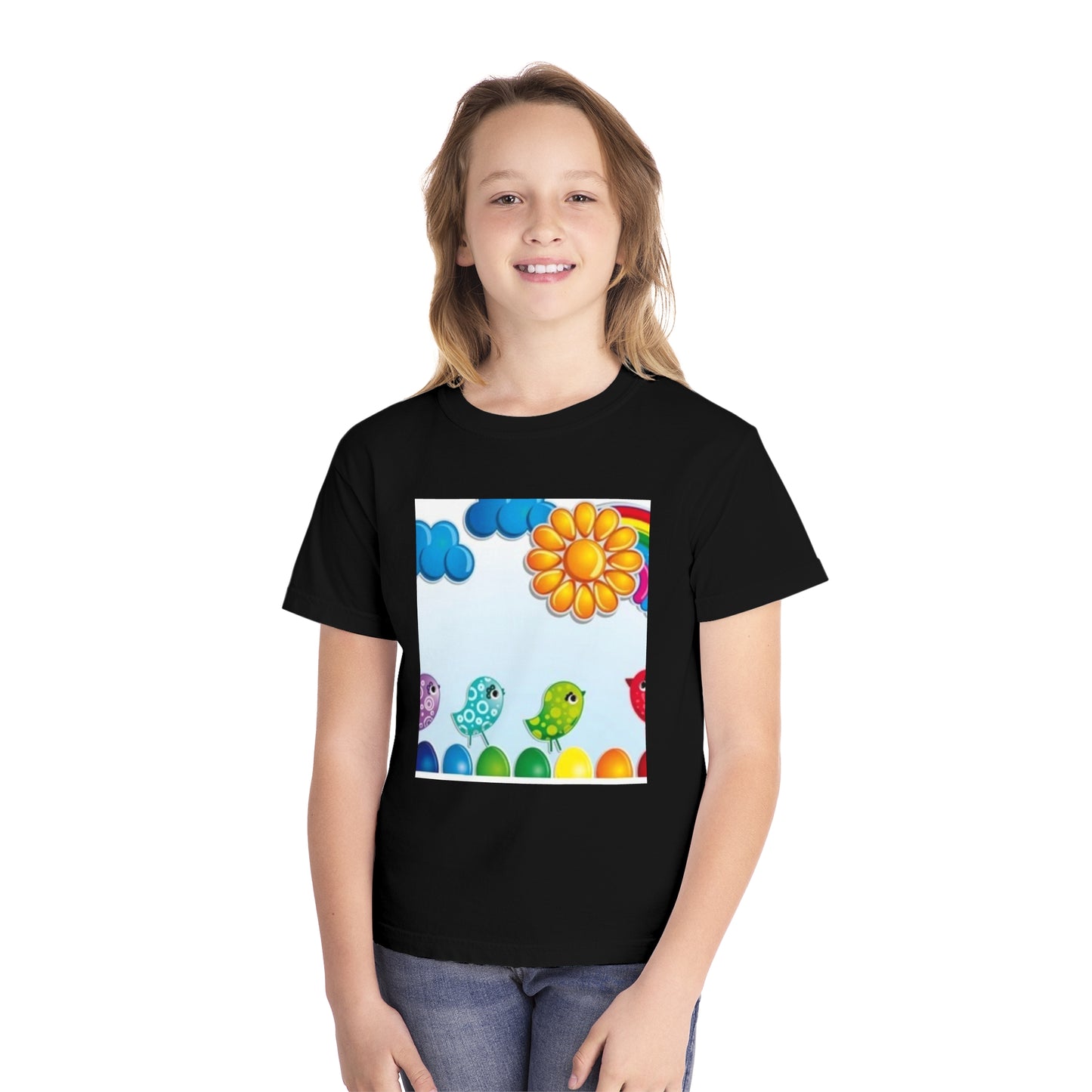 Colorful Spring Birds Youth Midweight Tee | Fun and Playful Shirt for Kids