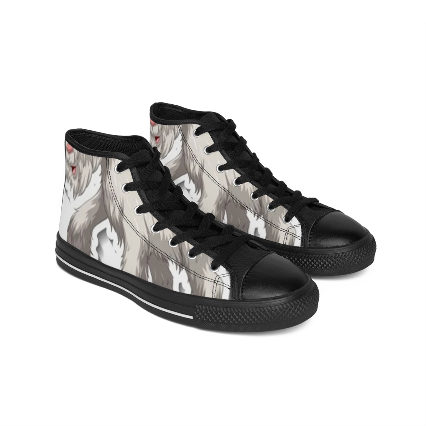 Men's Classic Sneakers - Unique Wolf Design High-Top Shoes for Animal Lovers