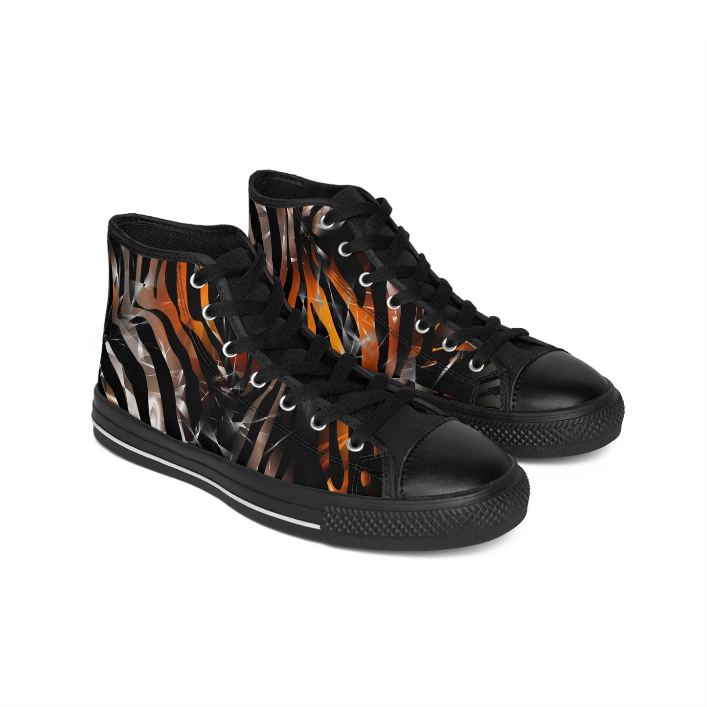Stylish High-Top Sneakers with Bold Tiger Stripe Design