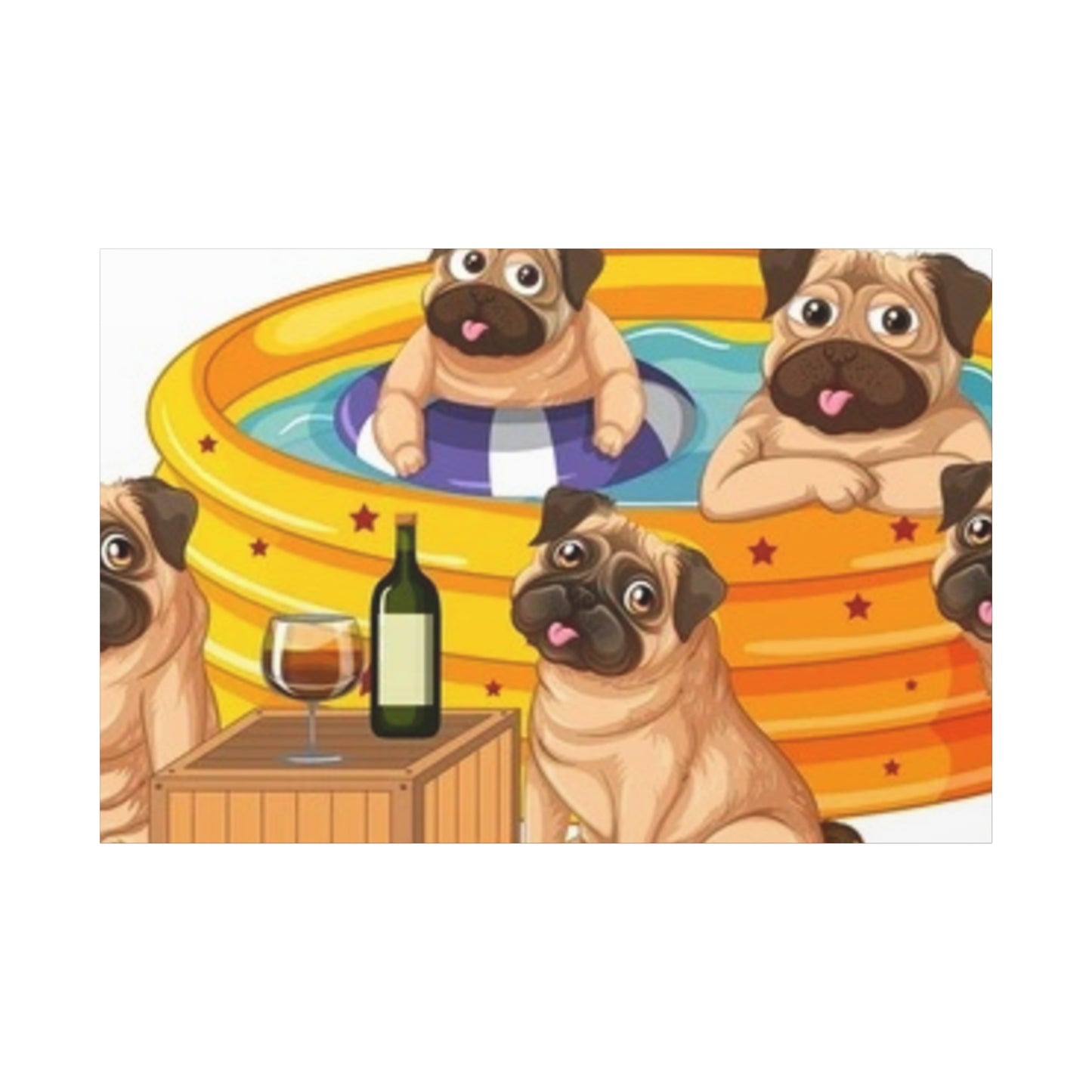 Pug Pool Party Canvas Art - Fun Pet Decor