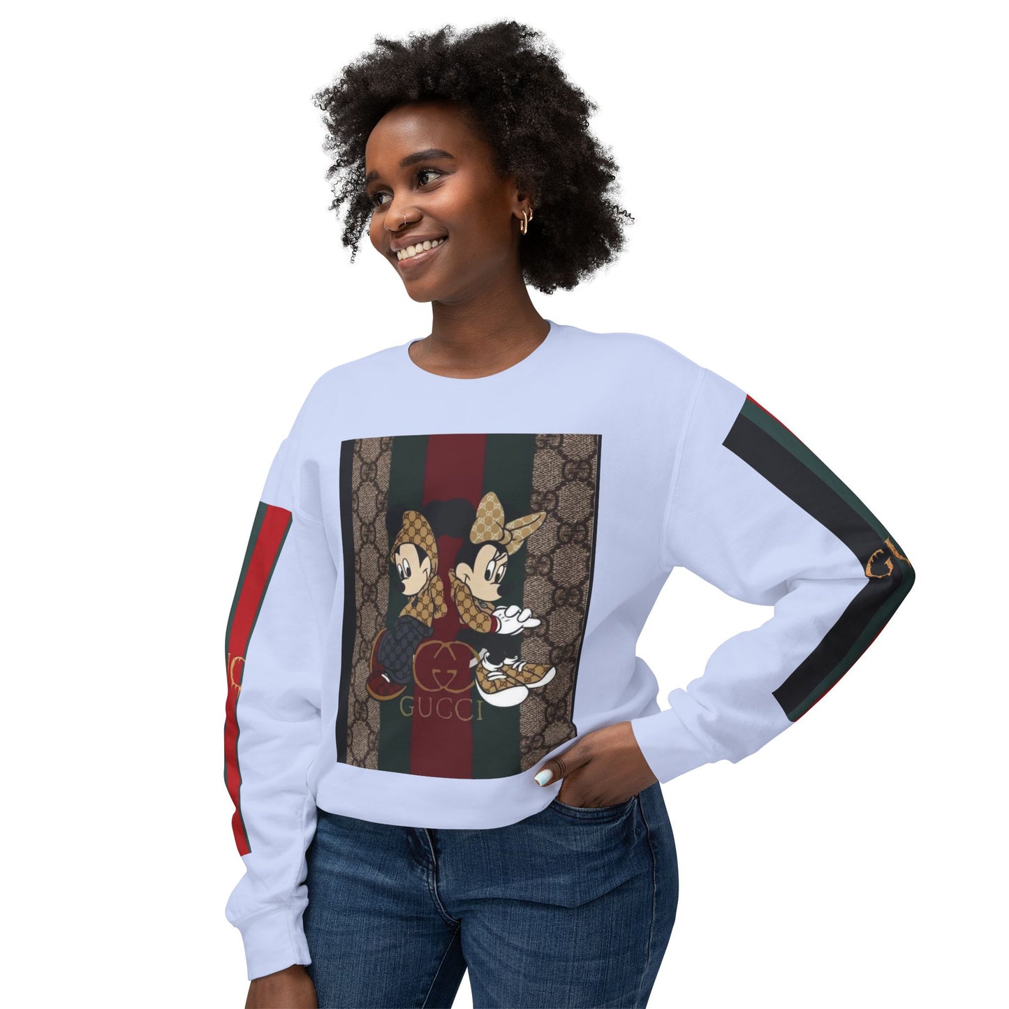 Gucci Inspired Unisex Crewneck Sweatshirt with Mickey & Minnie Design