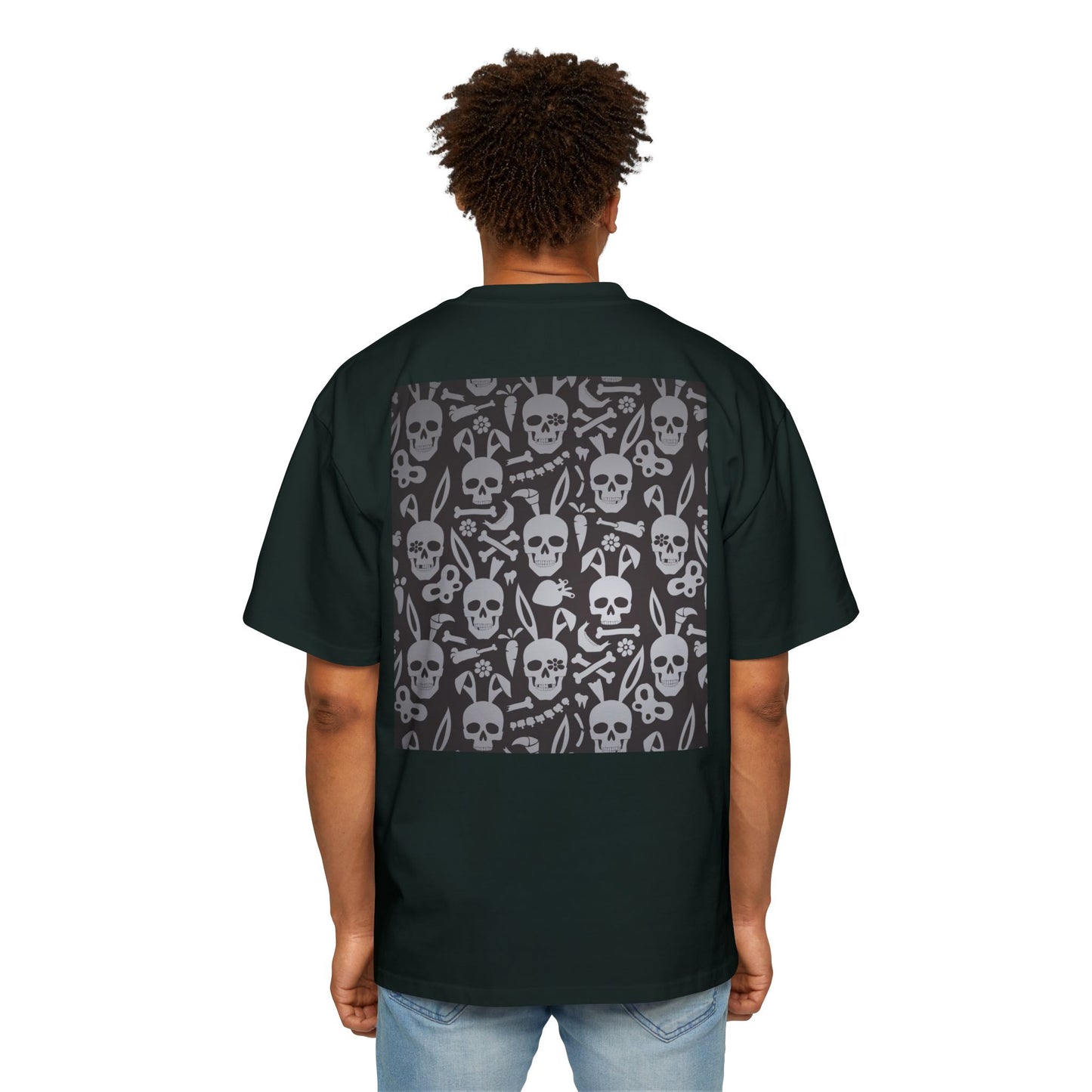 Men's Heavy Oversized Tee - Bold Eagle and Skull Print