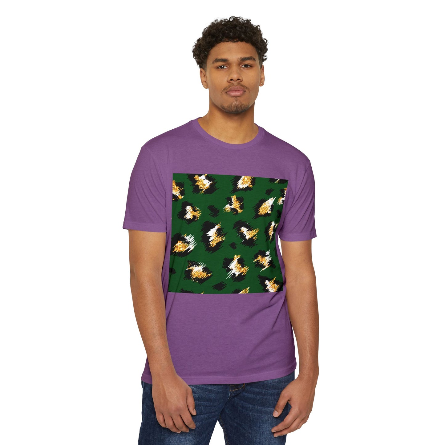 Unisex CVC Jersey T-Shirt - Vibrant Green Animal Print