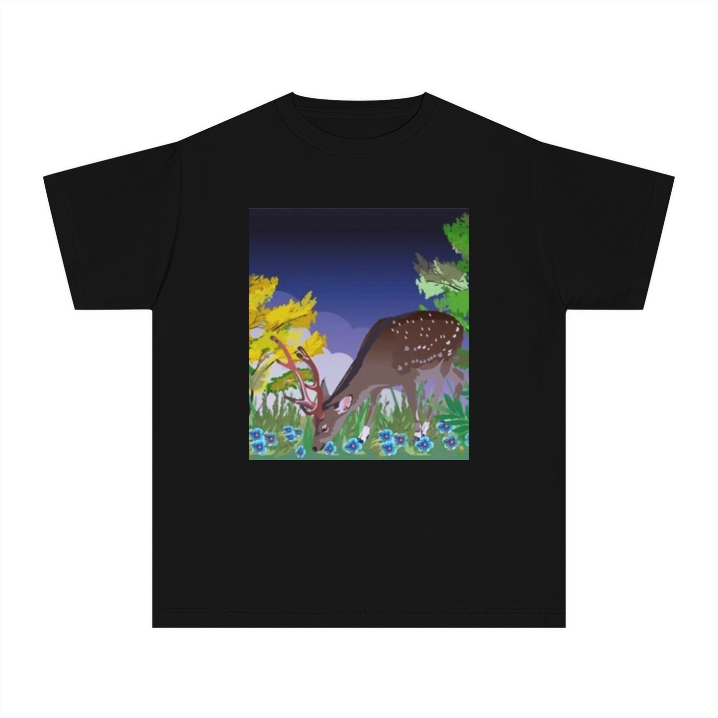Youth Midweight Tee – Serene Deer in Nature Design