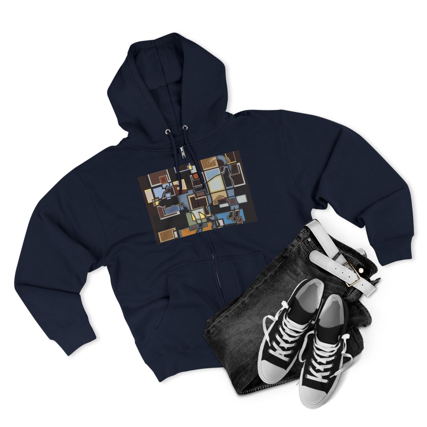 Artistic Unisex Zip Hoodie - Colorful Abstract Design