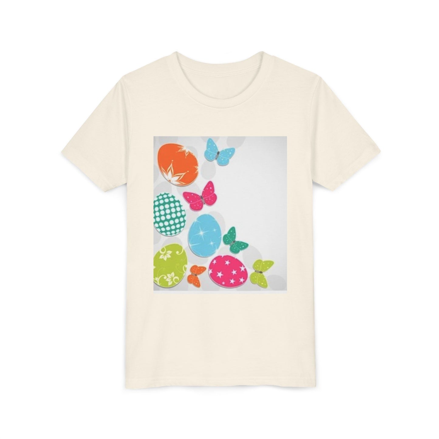 Colorful Butterfly and Egg Youth Tee - Perfect for Spring Celebrations