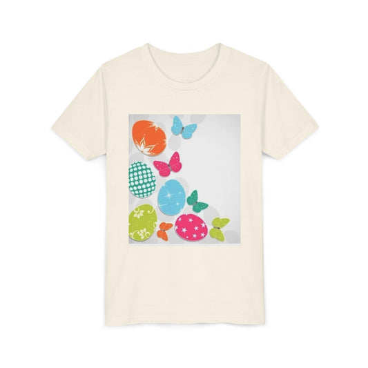Colorful Butterfly and Egg Youth Tee - Perfect for Spring Celebrations