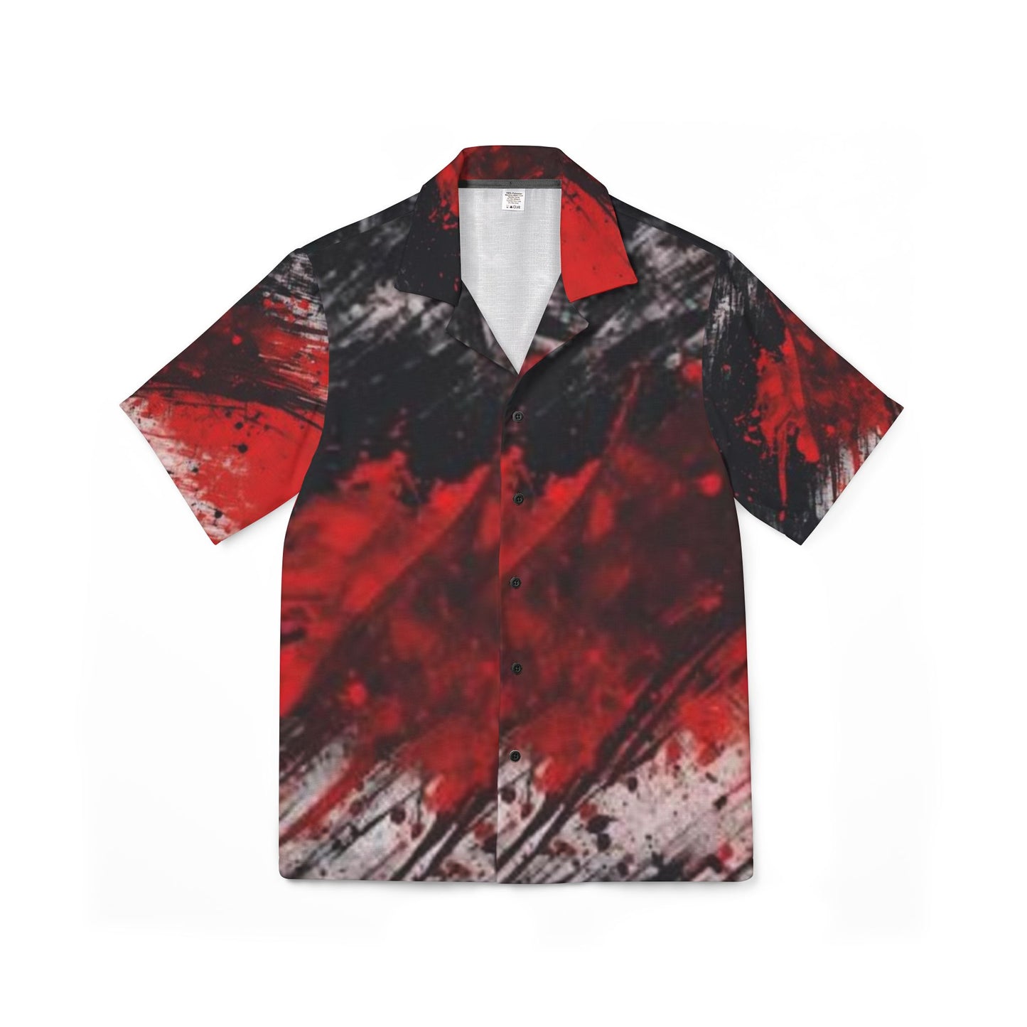Men's Hawaiian Camp Shirt - Bold Red Abstract Design