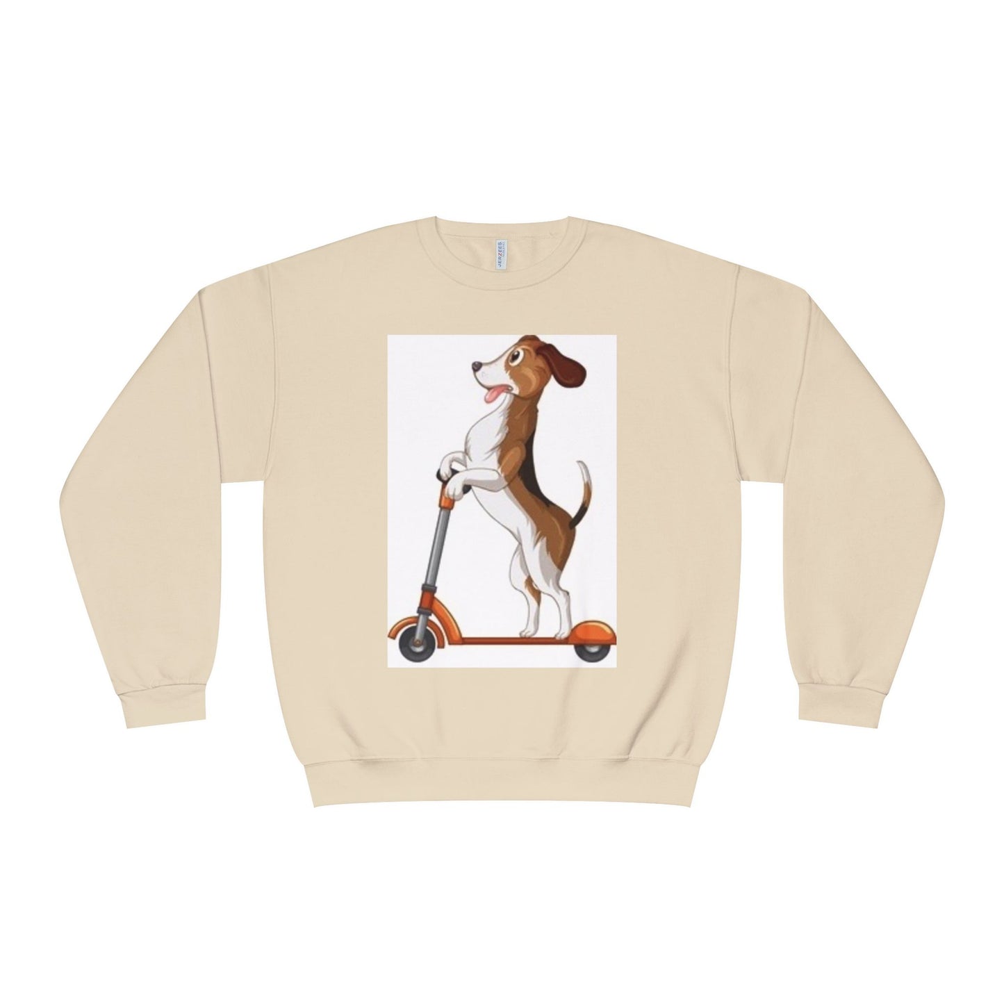 Dog Lover Crewneck Sweatshirt - Fun Beagle on Scooter Design