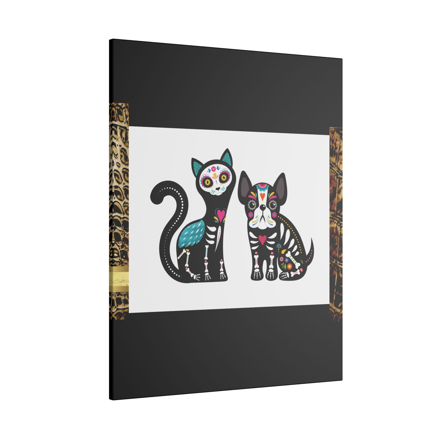 Day of the Dead Pet Canvas Art - Colorful Cat and Dog Wall Decor