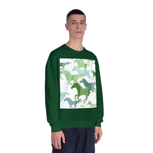 Equestrian Spirit Unisex Crewneck Sweatshirt - Green Horse Design
