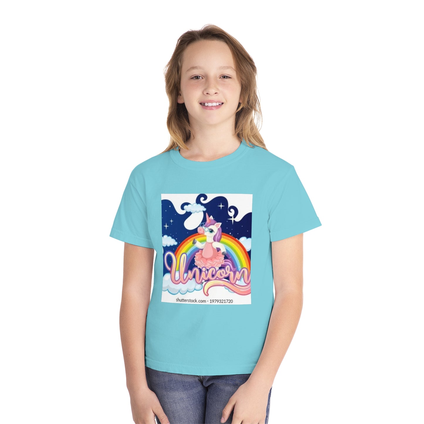 Youth Unicorn Midweight Tee - Colorful Rainbow Graphic T-Shirt