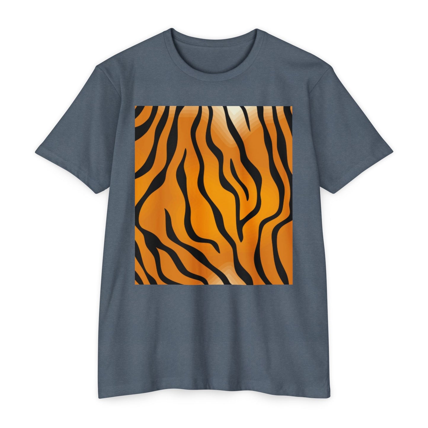 Unisex Tiger Stripe CVC Jersey T-Shirt - Bold Wild Pattern for Casual Wear