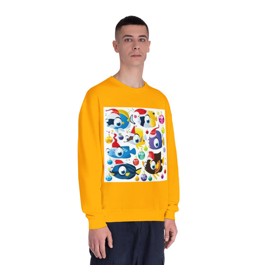 Whimsical Colorful Crewneck Sweatshirt – Fun Cartoon Design