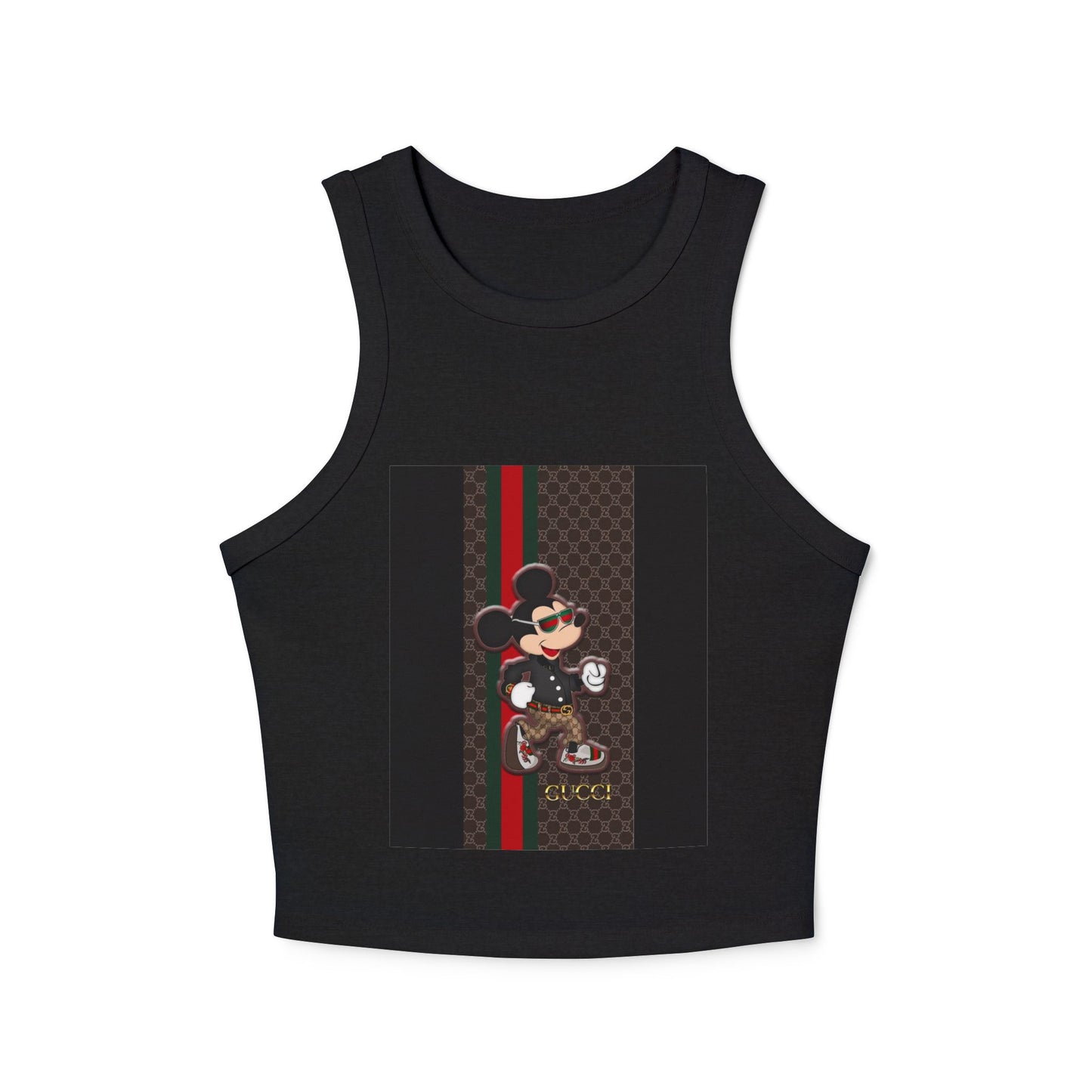 Trendy Women’s Micro Rib Racer Tank Top with Stylish Mickey Design