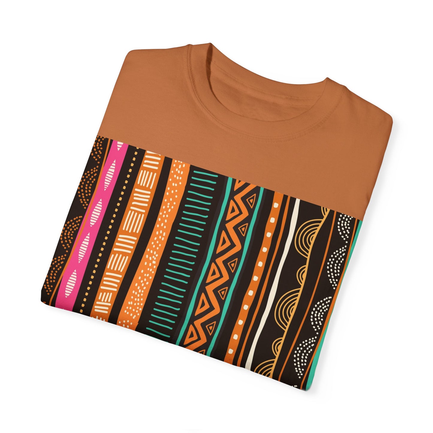 Vibrant Graphic Unisex T-Shirt - Colorful Tribal Stripes Design